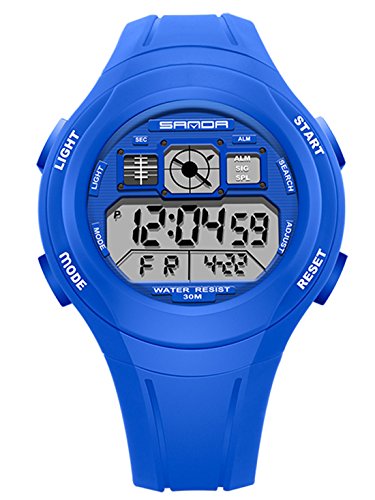 SANDA - Reloj Deportivo Impermeable para Niños Niñas Reloj de Pulsera Digital a Prueba de Agua Infantiles - Azul