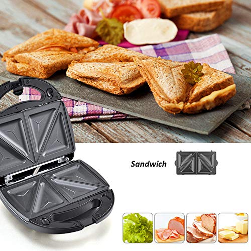 Sandwichera Tostadora Eléctrica, Gofrera Y Grill 3 En 1, Acero Inoxidable Platos Removibles Multifuncional Bandeja Para Hornear, Sartén, Filete Panini Desayuno Cocina Regalo