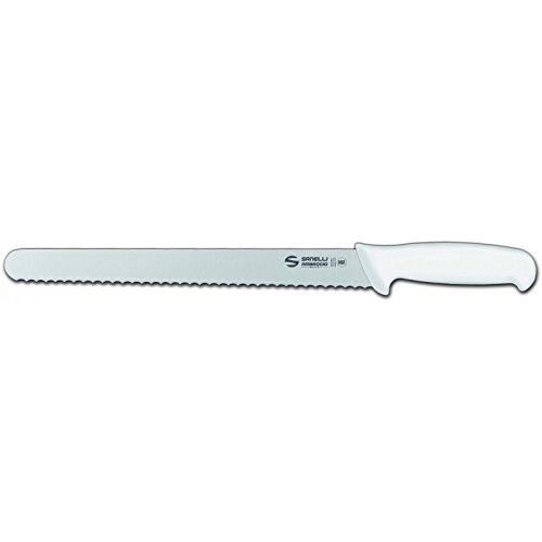 Sanelli Ambrogio - Cuchillo para panadería, apto para cortar el pan, mango de polipropileno blanco