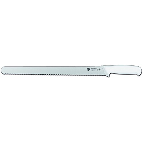 Sanelli Ambrogio Supra - Cuchillo para pan, apto para cortar el pan, mango de polipropileno blanco, acero inoxidable