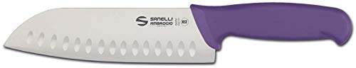 Sanelli Ambrogio Supra Santoku - Cuchillo de cocina con mango ergonómico de polipropileno morado, acero inoxidable