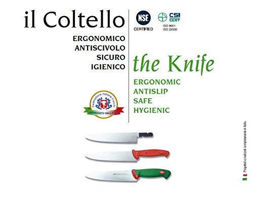 Sanelli Línea Premana Professional,Cuchillo Trinchante Cm.20 ,Acero Inoxidable,Verde y Rojo,32.5x3.0x6.0 cm