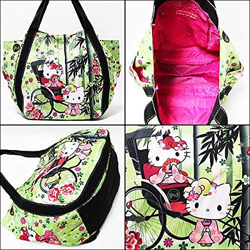 Sanrio Hello Kitty, Patrones japoneses, Bolso Bolso de Mano para niñas, 30x49x22cm, importación de Japón (Kimono & Flowers 4025)