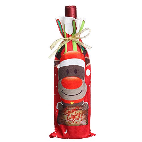 Santa Navidad dulces bolsas vino media botella portador regalo Navidad embalaje bolsa decoración