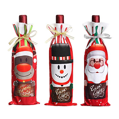 Santa Navidad dulces bolsas vino media botella portador regalo Navidad embalaje bolsa decoración
