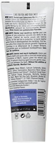 Sante Naturkosmetik 42375 - Pasta dentífrica (Adulto, 75 ml, Pasta, Aqua (Water) Calcium Carbonate, Xylitol, Glycerin, Silica, Commiphora Abyssinica Resin Extract)