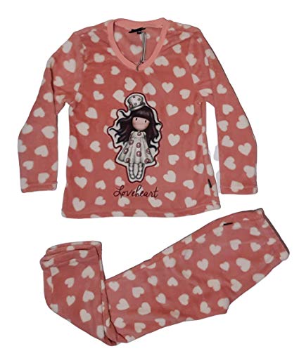 Santoro Pijama Manga Larga Calentito Love Heart para Mujer, Color Frambuesa, Talla XL