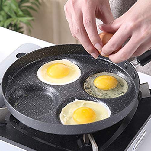 Sartén 4 Unidades Pancake para Cocina Gas Antiadherente Multifuncional Aluminio Aleación Cocina Suministros de Cocina Larga Asa Filete, negro, Tamaño libre