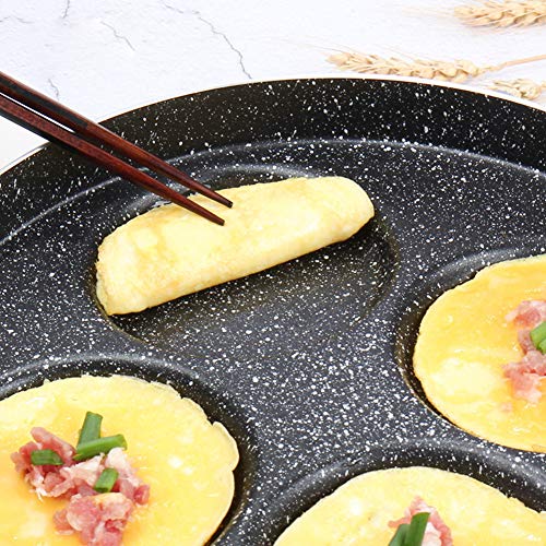 Sartén 4 Unidades Pancake para Cocina Gas Antiadherente Multifuncional Aluminio Aleación Cocina Suministros de Cocina Larga Asa Filete, negro, Tamaño libre