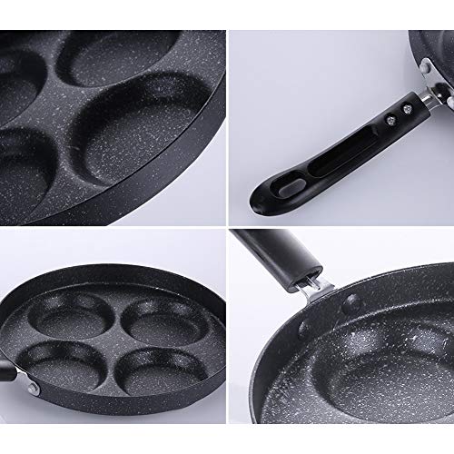 Sartén 4 Unidades Pancake para Cocina Gas Antiadherente Multifuncional Aluminio Aleación Cocina Suministros de Cocina Larga Asa Filete, negro, Tamaño libre