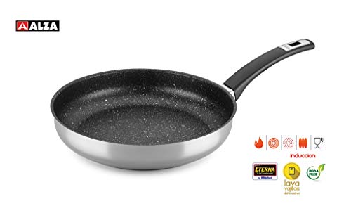 SARTÉN Alza Onyx. SARTÉN Fabricada en Acero Inoxidable 18/10, Antiadherente de 4 Capas, Apta para Todo Tipo de Cocina, INDUCCIÓN. Fácil Limpieza. Apto para lavavajillas. (16_cm)