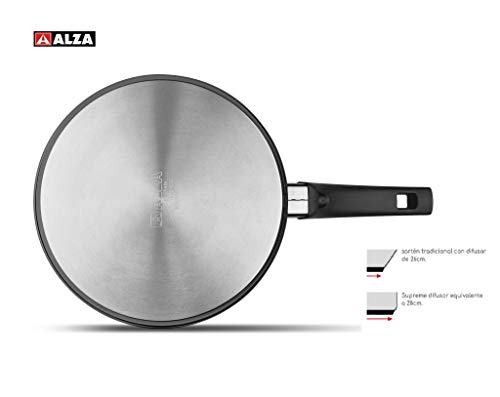 SARTÉN Alza Supreme. SARTÉN Fabricada en Acero Inoxidable, Antiadherente 4 Capas, Apta para Todo Tipo de Cocina, INDUCCIÓN. Fácil Limpieza. Apto para lavavajillas, diseño de Paredes Rectas (26_cm)