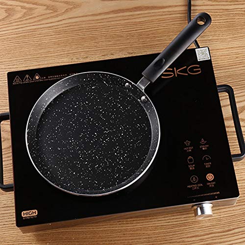 Sartén crepera inducción antiadherente crepe panqueque Revestimiento de mármol chapati roti pan para la pizza de carne, perfecto para el desayuno,20cm