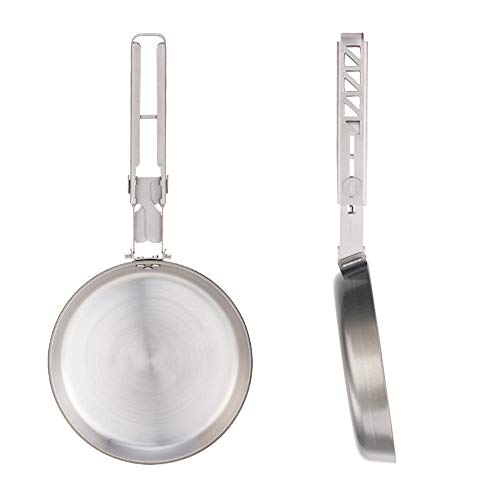 Sartén de tortilla pequeña de titanio de 108 mm, doble capa, antiadherente, para camping, senderismo, picnic, batería de cocina portátil, apta para huevos, tortillas y sartenes