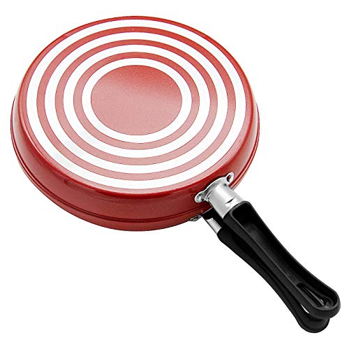 Sartén Doble para Tortilla, Aluminio Fundido Antiadherente, diametro 24 cm, Apta para cocinas de gas, eléctricas, cerámicas y Puede lavavajillas (Color Rojo)