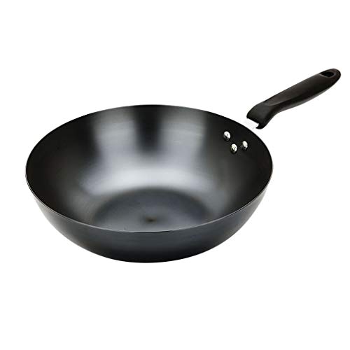 Sartén Gourmet Antiadherente | Sartén De Hierro Fino |Wok multifuncional | con mango de baquelita | Adecuado for estufas de gas, llamas abiertas | 32cm AAA~ (Size : Flat bottom)