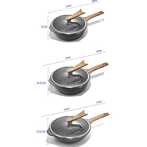 Sartén Gourmet | Wok antiadherente | Sartén de aleación de aluminio | Tapa de vidrio templado y mangos de silicona Stay-Cool antideslizantes | Adecuado para todas las placas de inducción AAA~~