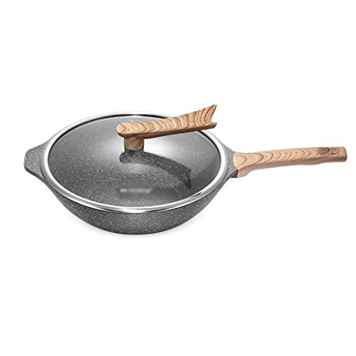 Sartén Gourmet | Wok antiadherente | Sartén de aleación de aluminio | Tapa de vidrio templado y mangos de silicona Stay-Cool antideslizantes | Adecuado para todas las placas de inducción AAA~~