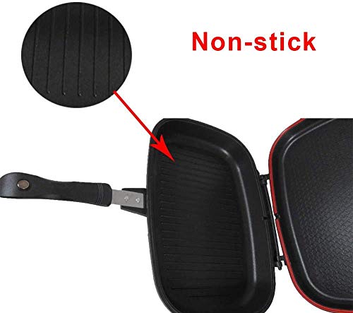 Sartén para Parrilla de Doble Cara, Antiadherente, Estufa de Barbacoa portátil, sartén para Tortilla de Doble Cara, sartén abatible para Pollo cocido en Interiores y Exteriores (32 CM)