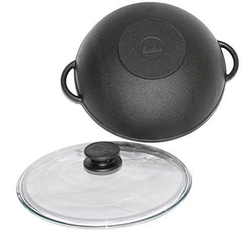 Sartén Wok de hierro fundido para cocinar sano 26 cm con tapa Inducción BIOL