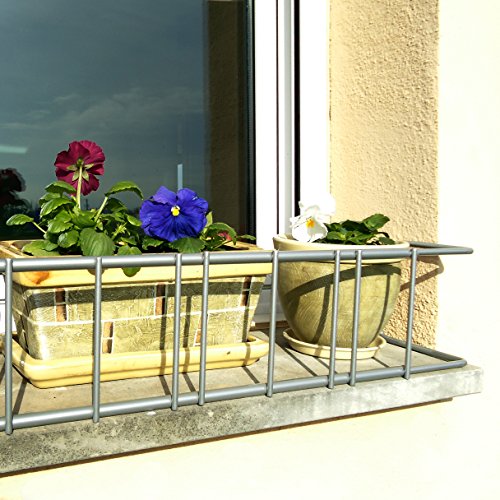 Sauvic 03505 - Soporte macetas para ventana exterior, extensible de 100 a 150 cm.