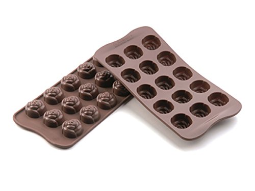 SCG13 Molde de Silicona para el Chocolate con 15 cavidades con Forma de Rosas, Color marrón