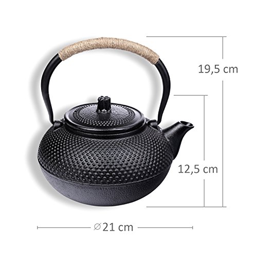 Schramm® 1500ml Tetera de Tetera asiática Estilo japonés Incl. colador de té Estructura de Burbujas Negras
