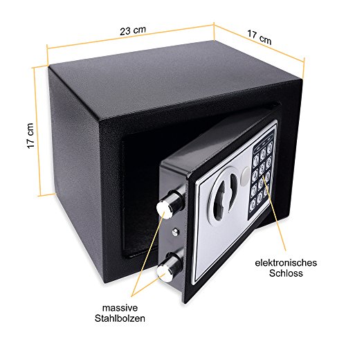 Schramm® Caja Fuerte electrónica 23x17x17cm Caja Fuerte de Muebles Caja Fuerte de Pared con Cerradura de combinación Digital