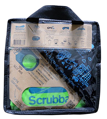 Scrubba Bolsa de Lavado Portátil Kit 2.0 – Sistema de Colada para Hoteles y Viajes – Set de Limpieza de Ropa para Acampada; Pequeño y Ecológico