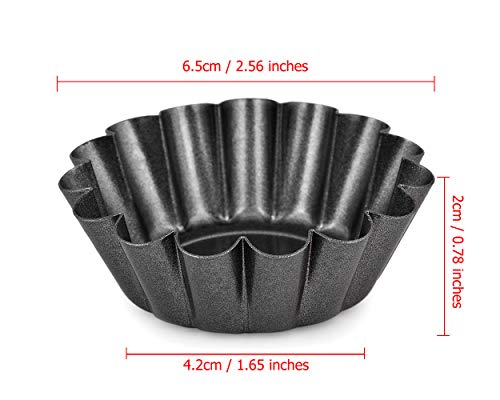 SCSpecial 6,5 cm Antiadherente Mini Sartenes Tartas Set de 12 piezas DIY Individual Redondo Molde para muffins Moldes para hornear