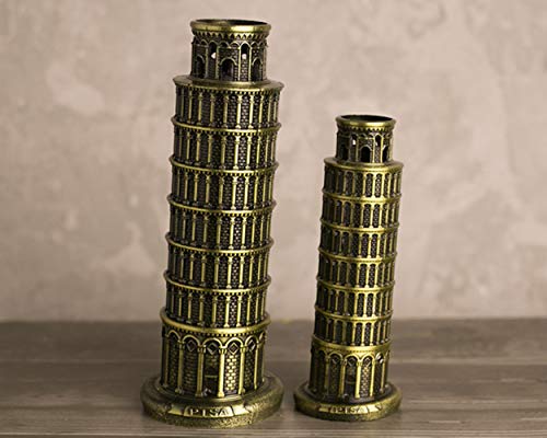 SCSpecial - Figuras metálicas de torre inclinada de Pisa para decoración del hogar, fiesta, metal, 22 cm