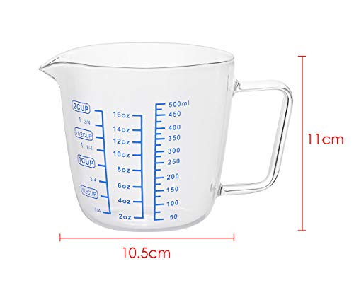 SCSpecial Taza medidora de vidrio taza de medición multiusos escala taza para líquido 17.6oz