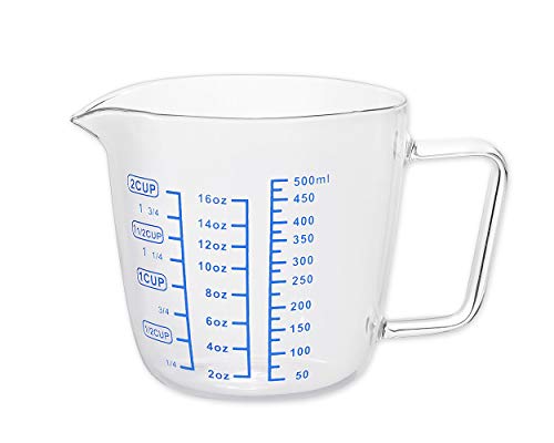 SCSpecial Taza medidora de vidrio taza de medición multiusos escala taza para líquido 17.6oz