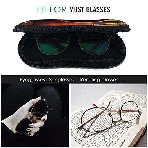 SDFGJ Estuche para gafas suave con mosquetón, estuche para gafas de sol portátil, barril de cerveza con vasos de cerveza en mesa de madera