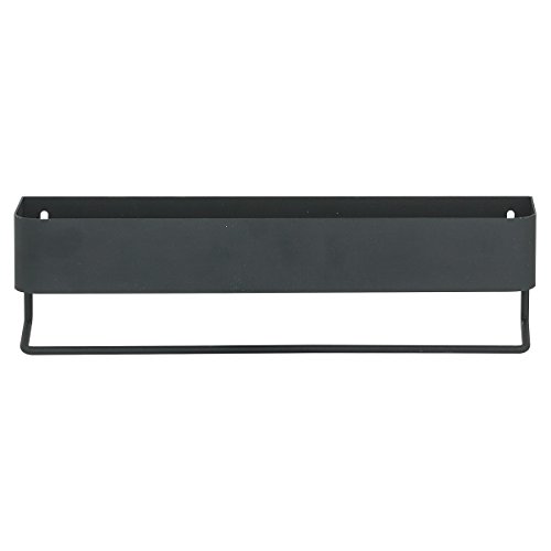 Sealskin Brix Bandeja de Pared con Toallero, Metal, Negro