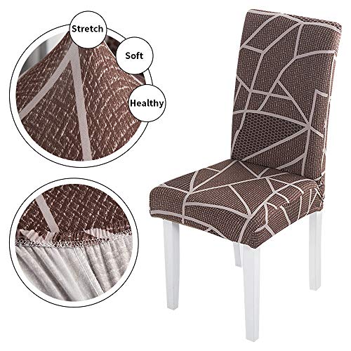 SearchI Fundas de Sillas Comedor Elásticas 6 Piezas,Cubiertas Protector de Muebles Lavables para Silla Comedor Cocina Casero Bouquet de la Boda Hotel Conferencias(Marron,Pack de 6)