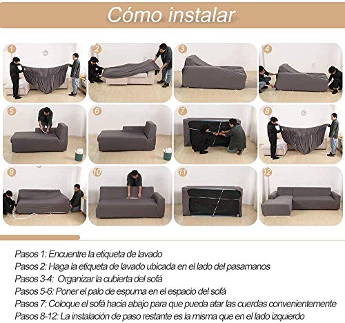 SearchI Fundas Sofá Chaise Longue Izquierdo,Tejido Elástico de Poliéster Cubre Sofa Desmontable y Lavable,Fundas Protector para Sofá en Forma de L Brazo Izquierdo(Geometría,2 Plazas+3 Plazas)