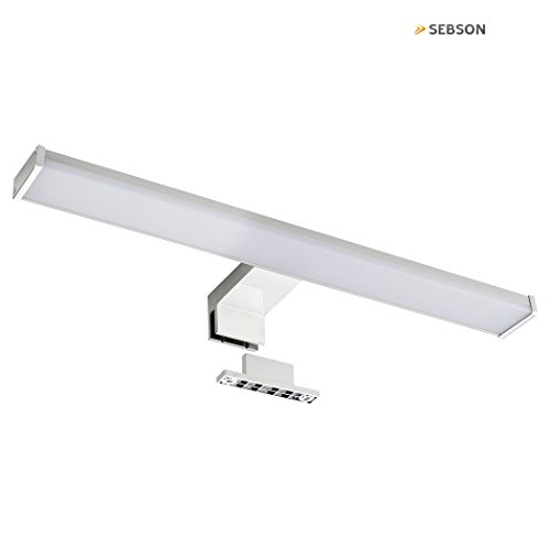 SEBSON® Lámpara LED Espejo, baño IP44 40cm, pinza + armario, luz blanca neutra 4000K, 400x106x40mm, 8W, 600lm