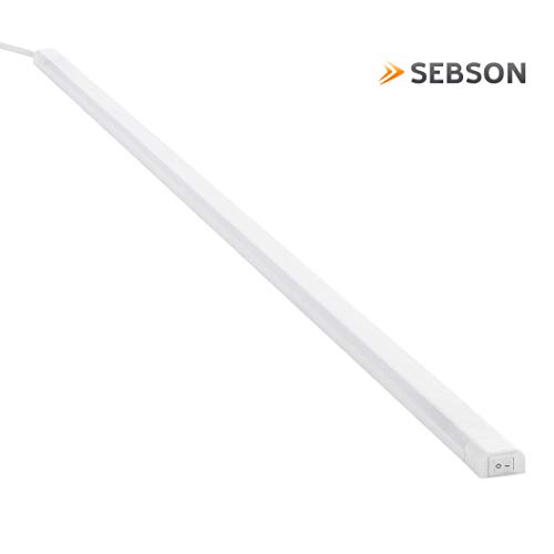 SEBSON® LED bajo mueble 80cm, Tiras de luz con enchufe e interruptor, blanco neutro 4000K, 4W Equivale de 25W, 1000 Lumen, 230V, IP20, 24x13x800mm