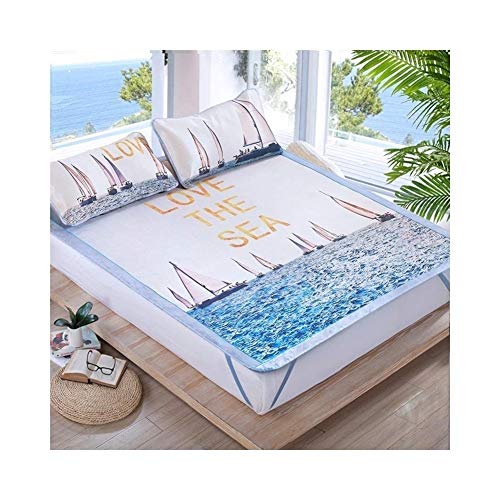 Seda de hielo plegable Mat dormir del verano, fresco Hoja de cama colchón en seda elástica de hielo de enfriamiento dormir del verano Hoja Mat cubierta de luz Topper adultos gato cama for niños cubier