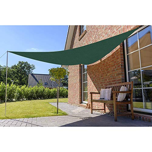 Sekey Toldo Vela de Sombra Triangular HDPE Protección Rayos UV Resistente Permeable Transpirable para Patio, Exteriores, Jardín, con Cuerda, 5×5×5m Verde