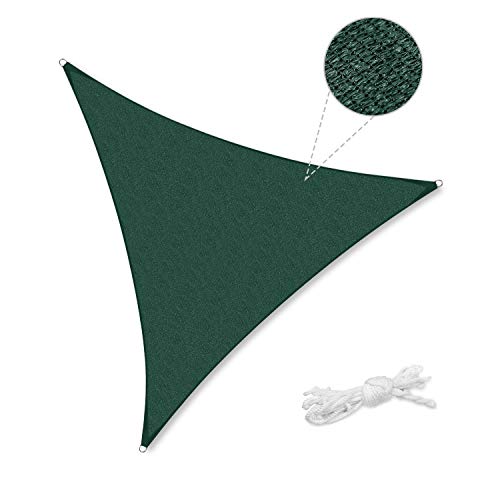 Sekey Toldo Vela de Sombra Triangular HDPE Protección Rayos UV Resistente Permeable Transpirable para Patio, Exteriores, Jardín, con Cuerda, 5×5×5m Verde