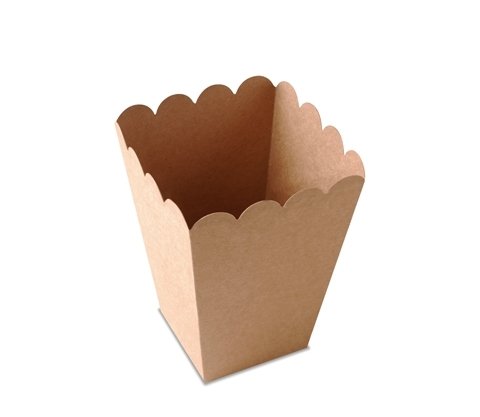 Selfpackaging Caja de Palomitas para Fiestas en Color Kraft con protección alimentaria. Pack de 25 Unidades. - L