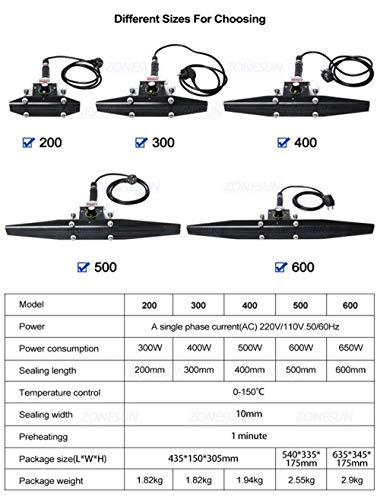 Sellado máquina recta-clamp máquina de sellado de impulsos de mano de aluminio de material compuesto eléctrica lámina de papel kraft de envase sellado máquina de embalaje de la máquina,300mm