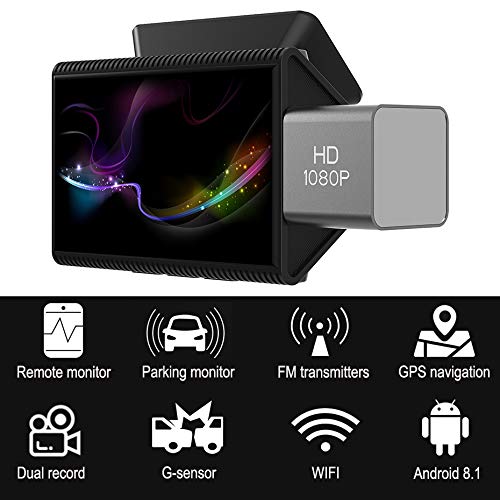 Semoic Nueva Grabadora de ConduccióN 4G Android 8.1 Coche DVR GPS CáMara Dual FHD 1080P WiFi Dash CAM 1GB + 8GB Dashcam Grabadora de ConduccióN