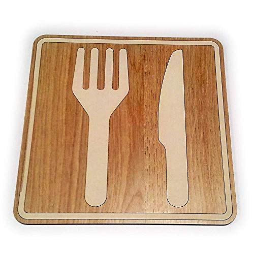 Señal Comedor 145x145x3mm Melamina-DM Roble