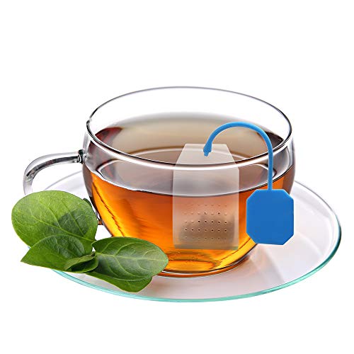 Senhai 304 Acero Inoxidable Infusor de té Y 2 Piezas Silicona Coladores de té, Filtro de te con Manijas Dobles para Colgando de Teteras, Tazas, para remojar el té de Hojas Sueltas y café