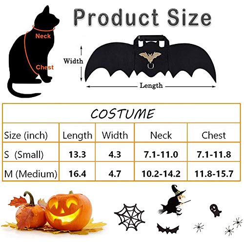 SenoKiss Alas de murciélago para Gatos/Perros, Ropa para Mascotas de Halloween, Accesorios de Disfraces para Cachorros (M)