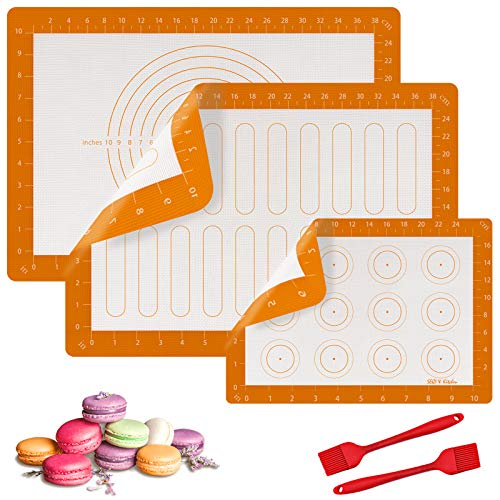 SEQI Tapete de Silicona para Hornear, Antiadherente de Silicona para Hornear, Lámina de Horno para Macaron, Ecológico y Reutilizable, Resistente al Calor, sin BPA, Galletas/Pasta/Pizza/Pan(5PC)