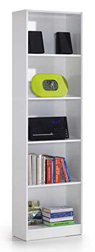 SERMAHOME- Estantería, Librería, Biblioteca con 5 Compartimentos. Color Blanco. Medidas: 52 cm Ancho, 180 cm Alto, 25 cm Fondo.